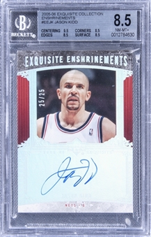 2005-06 UD "Exquisite Collection" Enshrinements #EEJK Jason Kidd Signed Card (#25/25) - BGS NM-MT+ 8.5/BGS 10